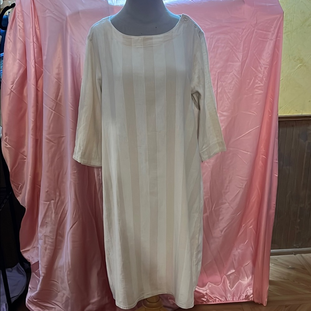 Casual linen like Cream Striped Dress